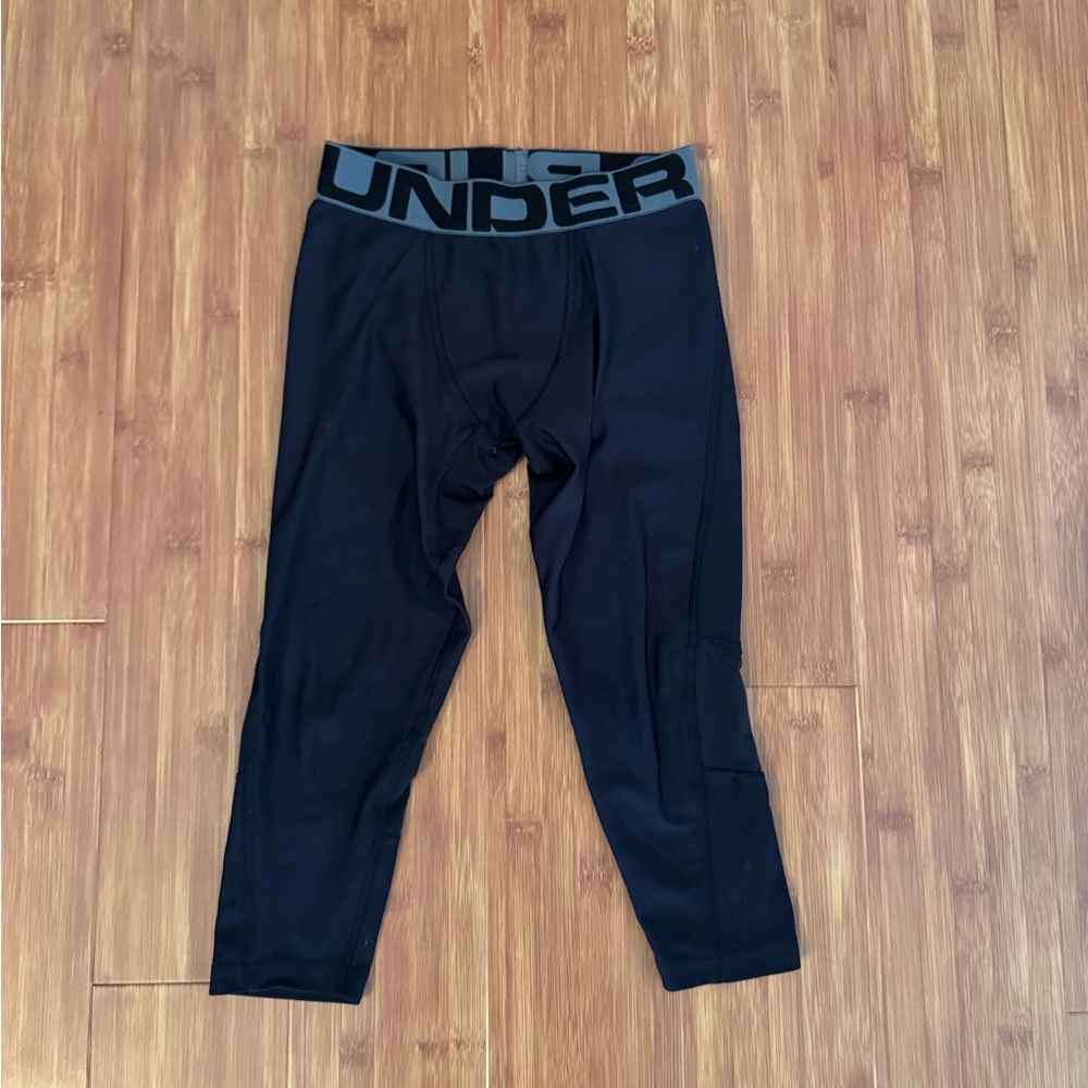 Under Armour Boys Black Heat Gear Compression Leggings size YS